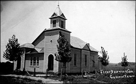 The first Cowan First Baptist Church building - built 1907, destroyed by fire in 1927.