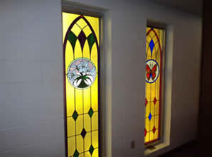 Stained glass at Cowan Fellowship Church.